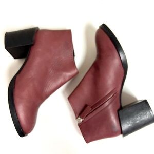 COS limited edition burgundy leather ankle boots with  square heels size 9.5
